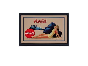 Coca-Cola Spegel Tavla 2004 Vintage Pinup Väggplatta Skylt Retro Coke Coca Cola