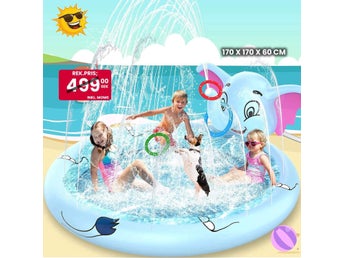 NY Uppblåsbar sprinklerpool för barn | Elefant | 170x170x60cm | CE