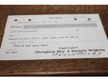 Brevkort från Hälsingborgs Färg- och Kemikalie Aktiebolag 1925 2x5 öre frankerat