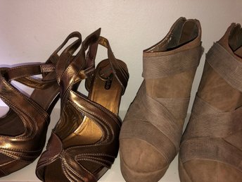 2 par snygga högklackade skor kilklack stl 38 2 par snygga högklackade skor kilklack stl 38
