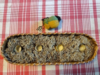 Adventsljustake i näver med fågel, 30x10cm