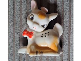 Vintage Rådjur Figurin Flugor Kitsch Retro Bambi 50-tal 60-tal
