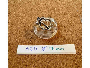 NY ring tunn silver antiksilver metall stort hjärta 17mm - hjärtdesign Amor