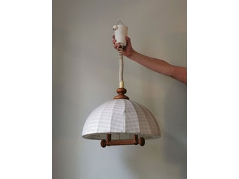 Taklampa Hisslampa Furu Tyg Cottagecore Vintage Retro 80-tal 80s