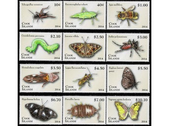 COOKÖARNA 2014 Mi 1894-1905 FJÄRILAR OCH INSEKTER ** VÄRDE 1400.