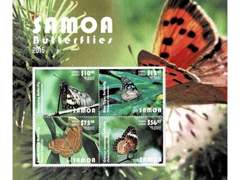** REA ** SAMOA 2015 Mi BL 99 FJÄRILAR MINIARK ** VÄRDE 1350.