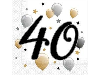Happy Birthday 40 Servetter 20 st 33x33 cm