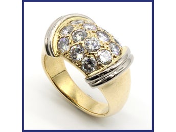 Ring, 18K guld, naturliga briljantslipade diamanter (1,96ctv, stl 16,6mm)