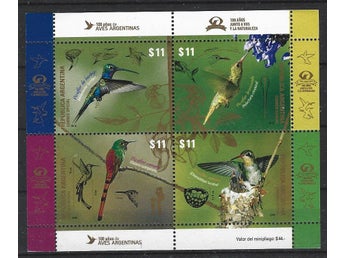 Argentina 2016 Fåglar kolibrier 4v i block