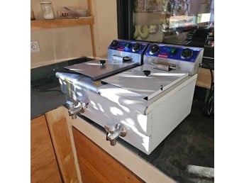 3000W kommersiell elektrisk fritös med dubbla oberoende tankar, timer, filter