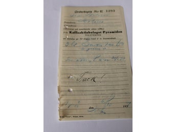Orderkopia t handlare i Målilla 6 oktober 1937 från Kaffeaktiebolaget Pyramiden