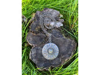 Stort Brutalistiskt Silverhalsband 830S Island 1970-tal 72. Mossagat