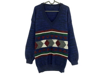 Cosby Vintage Retro 90-tals Marinblå Tröja Pullover Storlek L
