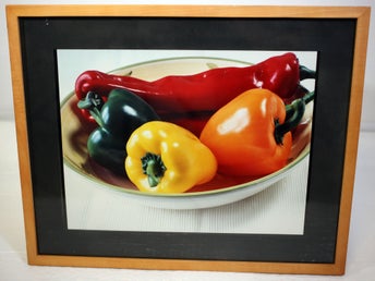Classic vintage original photo of British 'Peppers in a bowl'-handmade frame