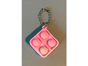 Rosa Vit liten silikon Pop-It Fidget Toy nyckelring Sensorisk Anti-stress leksak