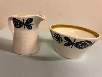 2 delar Stavangerflint Gräddkanna samt sockerskål norsk