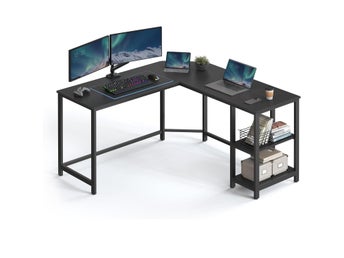 Hörnskrivbord Gaming 138 × 138 cm – L-format Datorbord Svart LWD072B56