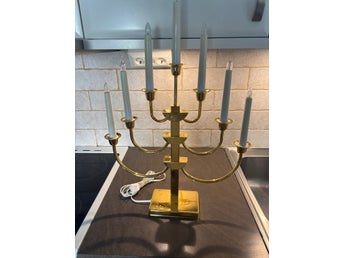 Markslöjd äldre retro adventsljusstake i mässing Fint skick