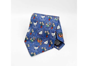 BEAUFORT sidenslips med hönor, djur, blå unik silke silk