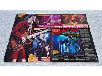 AC/DC 1984 Angus Young Metal Hårdrock reportage poster tidningen Okej 1980-tal