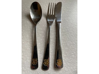 Barn bestick kniv gaffel sked med Nallar Rostfria