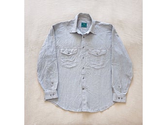 Vintage 1990s Pastel Grey Textured Relaxed Cut Drape Cotton Shirt