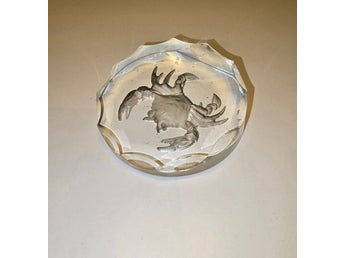 Dekorativ pressglass krabba ~ pur kristal ~ diameter 8 cm