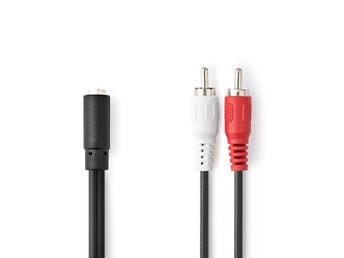 Nedis Stereoljudkabel - 2x RCA Hane till 3.5mm Hona, 0,2 m, (ny i förpackning)