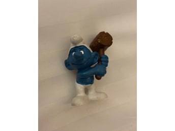 Smurf med träklubba Peyo 70-80 tal