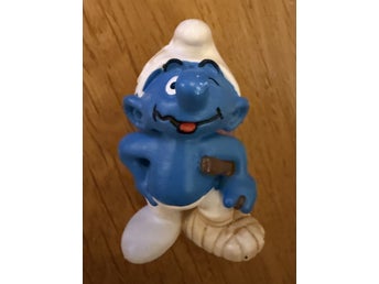 Schleich Smurf med krycka och gipsad fot