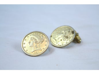 Manschettknappar Liberty 1881 guldfärgade vintage