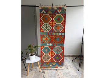 Handvävd Ull kelimmatta 198 x 77 cm