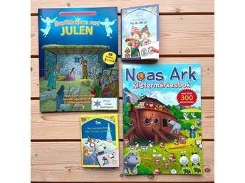 Fyra pysselböcker, jultema och Noas ark. Klistermärken - Oanvänt skick