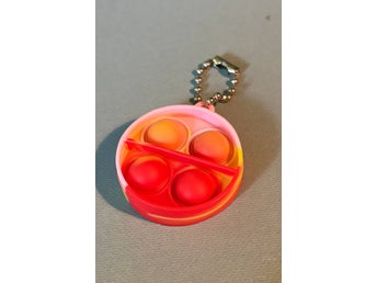 Röd, Rosa, Gul rund Pop-It Fidget Toy nyckelring Sensorisk Anti-stress leksak