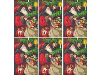 Paketkort Tomte 6-pack – Julklappskort med gammaldags tomtemotiv