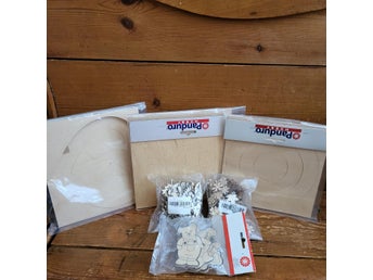 *Hobbypaket* Utstansade figurer i plywood, Nallar ,Blommor och Blad mm