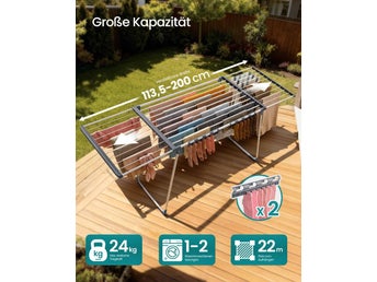 Stående torkställning, utdragbara vingar, 22 m torkyta LLR522WK01