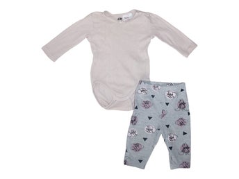 Långärmad Body & Byxor Matchande Set från H&M & DISNEY - Storlek 62 - Ljusrosa &