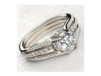 Ny ring 18K Vitt Guld plätering Hög kvalitet Cubic Zirkon stenar ring str. 17mm