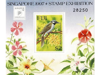 FIJI 1997 Mi BL 21 SVARTSTRUPIG SRIKNÄBB MINARK ** VÄRDE 50.