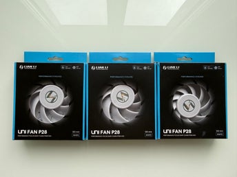 3 stycken nya Lian Li UNI FAN P28 120mm fläktar - chassi fläktar