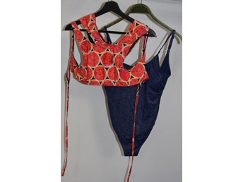 blå Studio Stockholm baddräkt stl S & Motel vattenmelon bikini S/M
