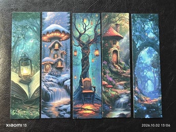 Set med 5 bokmärken med fantasy-motiv