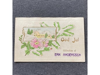 Vykort retro, God Jul önskning