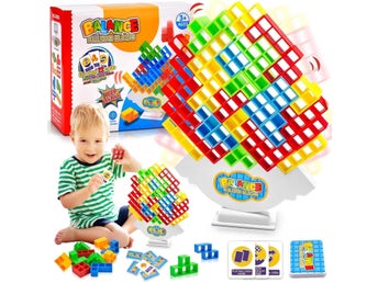 NYA Tetra Tower Balance Toys * 48 x Tetris byggklossar, balansleksak balansspel