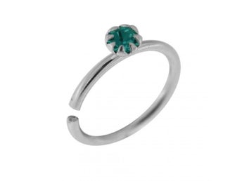 8 mm. Piercingring i 925 Sterling Silver med Aqua kloinfattad CZ