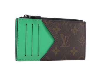 LOUIS VUITTON Monogram Macassar mynt- och kortfodral Grön M82913 LV Äkta 203665A