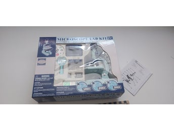 Äldre Microscope Lab Kit med tillbehör –förstoringsglas & origi