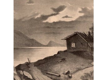 Träsnitt ”Inseglingen till norska Sognefjorden” från 1886