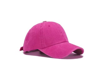Baseballkeps i tvättad bomull, fuchsia, Fri leverans